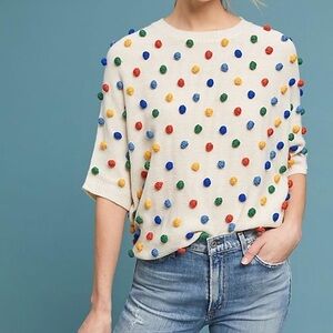 Anthropologie Colorful Polka Dot Sweater
